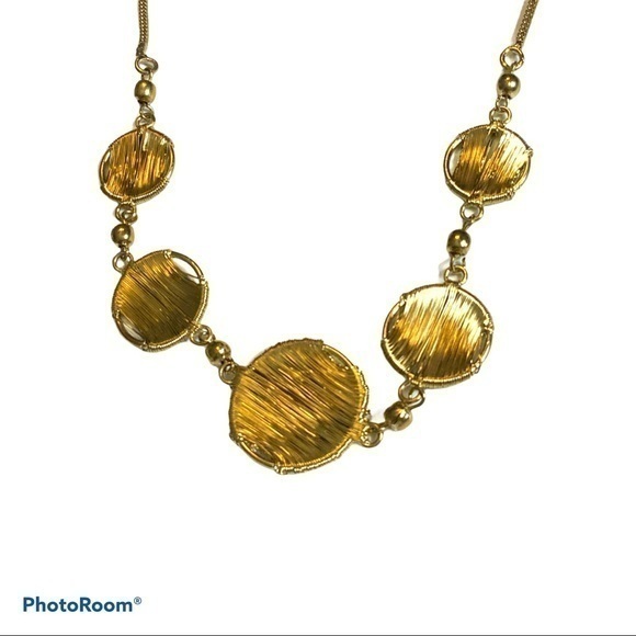 ZAD wire wrap textured necklace gold tone - Picture 1 of 2